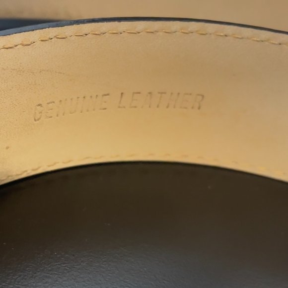 MADE ITALY BLACK LEATHER BELT WITH Solid Brass belt buckle - Picture 6 of 10